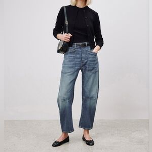 Nili lotan shon jean 28 classic wash barrel crop $395 nwt